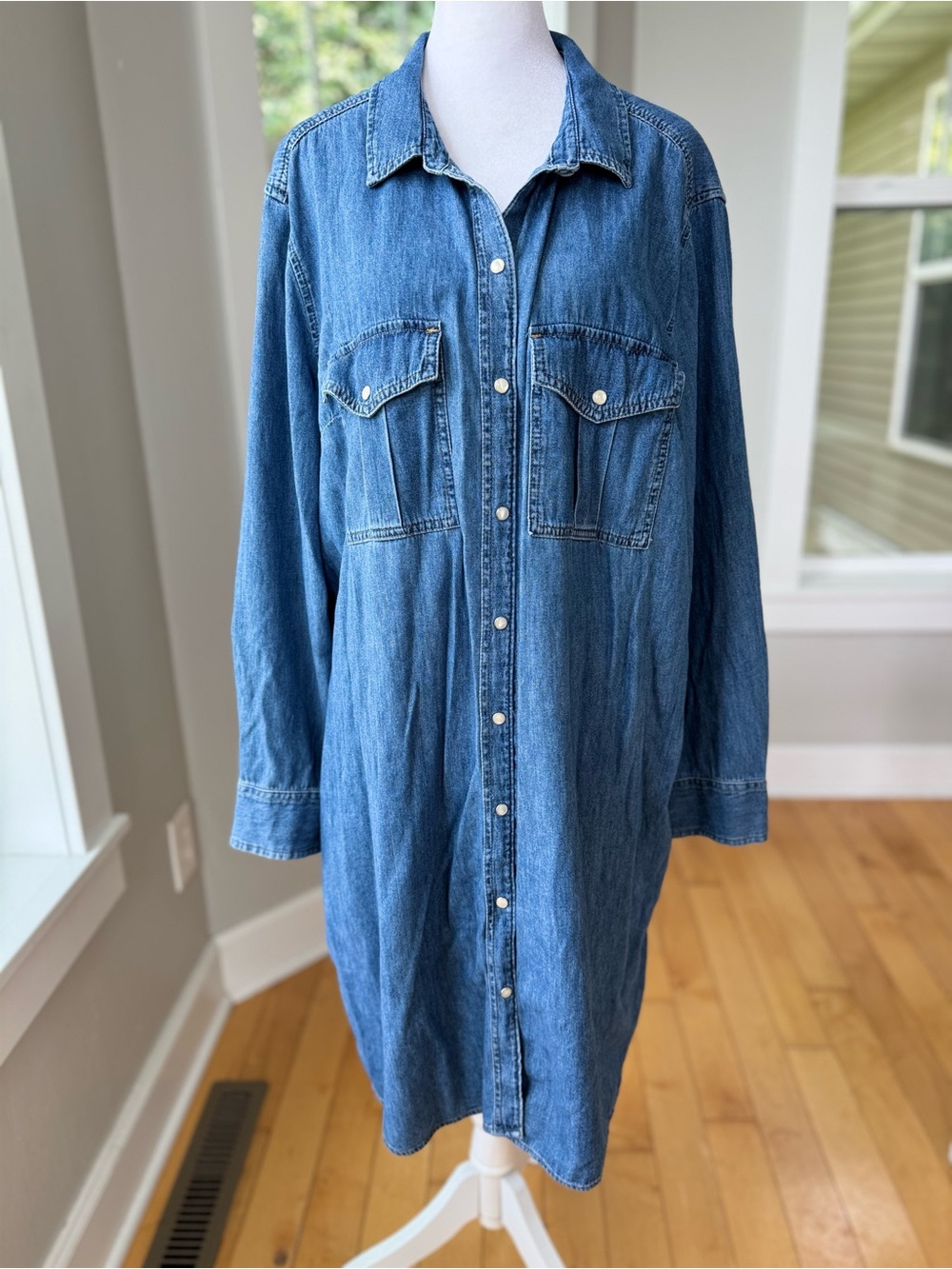 GAP Blue Denim Button-Up Shirt Dress Size XXL